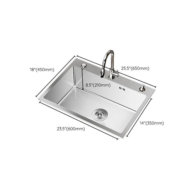 Stainless Steel Drop-In Kitchen Sink Single Bowl Sink with 3 Holes -Bathlova