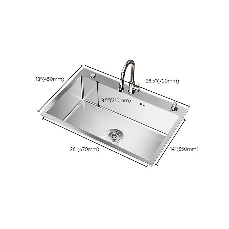 Stainless Steel Drop-In Kitchen Sink Single Bowl Sink with 3 Holes -Bathlova