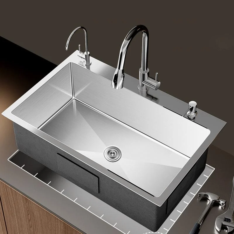 Stainless Steel Drop-In Kitchen Sink Single Bowl Sink with 3 Holes -Bathlova