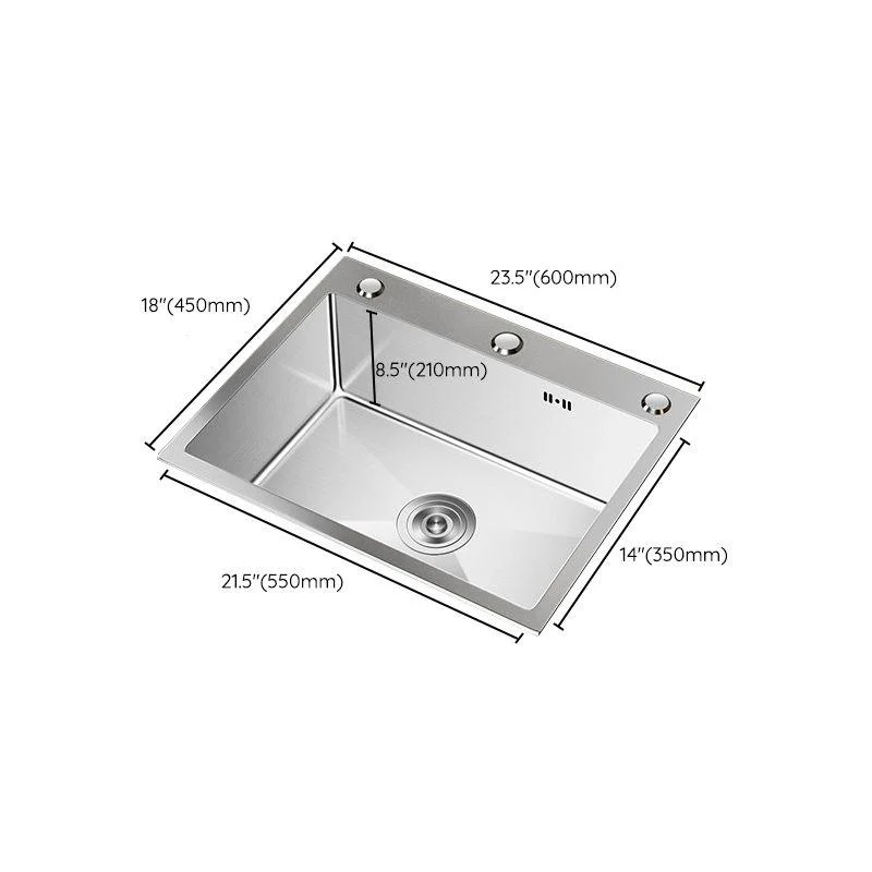 Stainless Steel Drop-In Kitchen Sink Single Bowl Sink with 3 Holes -Bathlova