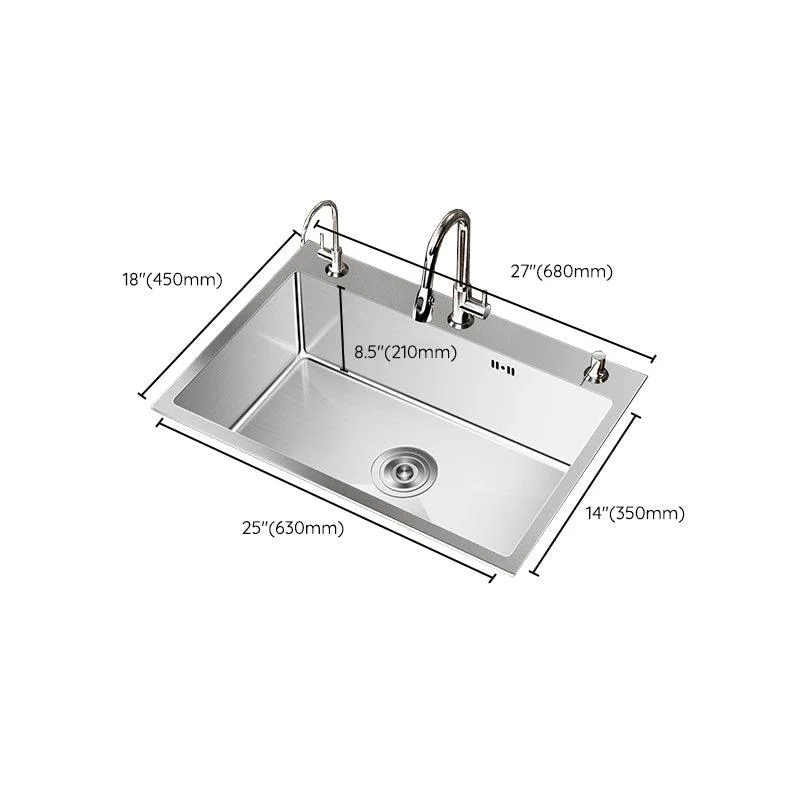 Stainless Steel Drop-In Kitchen Sink Single Bowl Sink with 3 Holes -Bathlova