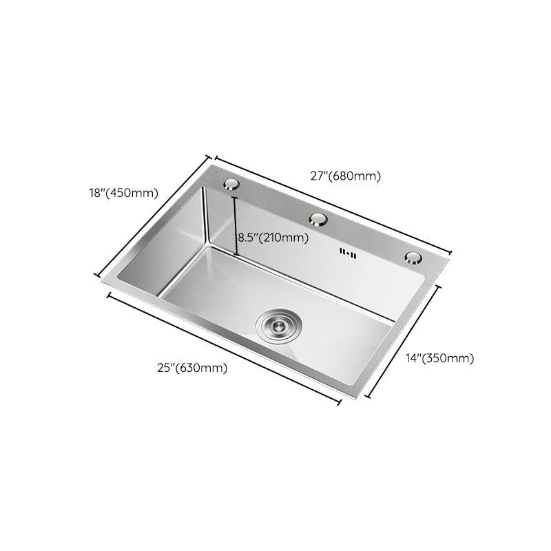 Stainless Steel Drop-In Kitchen Sink Single Bowl Sink with 3 Holes -Bathlova