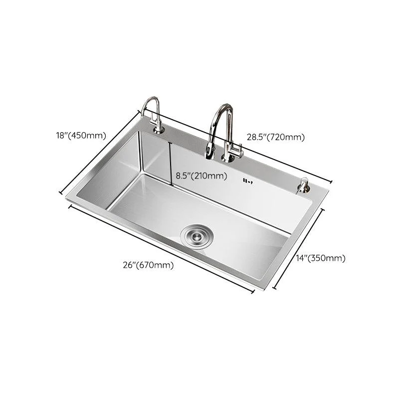 Stainless Steel Drop-In Kitchen Sink Single Bowl Sink with 3 Holes -Bathlova