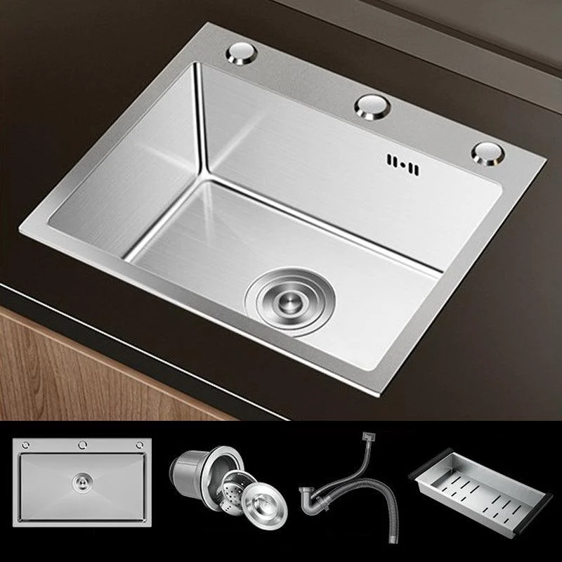 Stainless Steel Drop-In Kitchen Sink Single Bowl Sink with 3 Holes -Bathlova