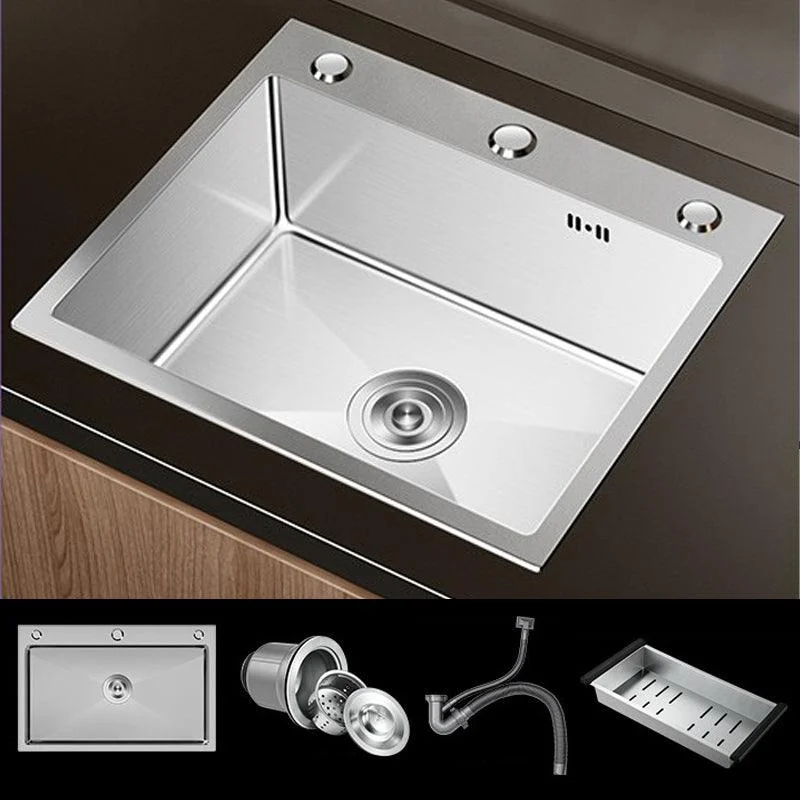 Stainless Steel Drop-In Kitchen Sink Single Bowl Sink with 3 Holes -Bathlova