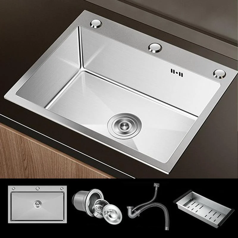 Stainless Steel Drop-In Kitchen Sink Single Bowl Sink with 3 Holes -Bathlova