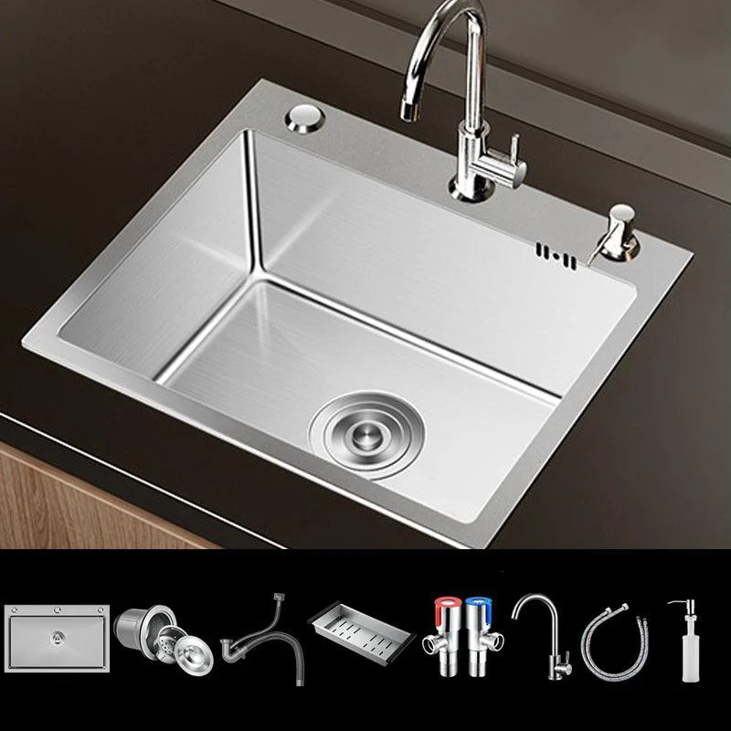 Stainless Steel Drop-In Kitchen Sink Single Bowl Sink with 3 Holes -Bathlova