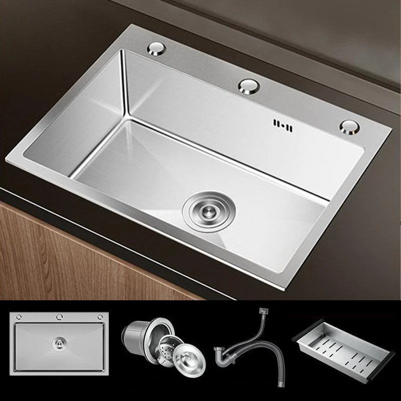 Stainless Steel Drop-In Kitchen Sink Single Bowl Sink with 3 Holes -Bathlova