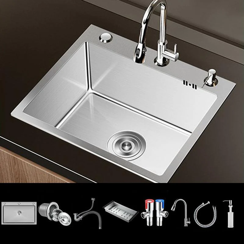 Stainless Steel Drop-In Kitchen Sink Single Bowl Sink with 3 Holes -Bathlova