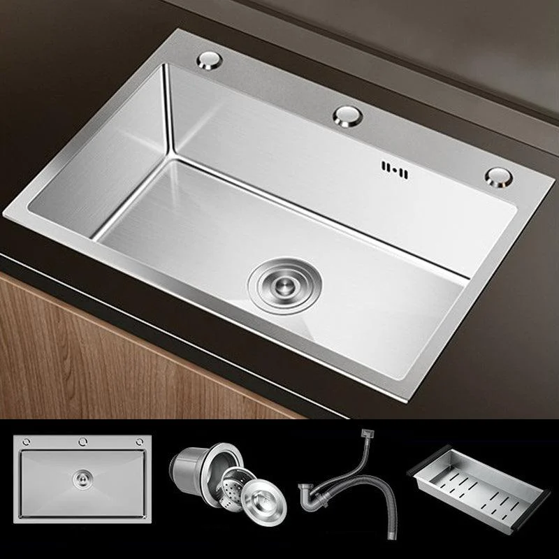 Stainless Steel Drop-In Kitchen Sink Single Bowl Sink with 3 Holes -Bathlova