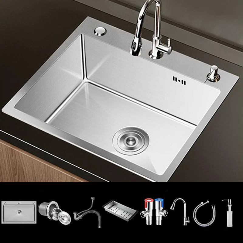 Stainless Steel Drop-In Kitchen Sink Single Bowl Sink with 3 Holes -Bathlova