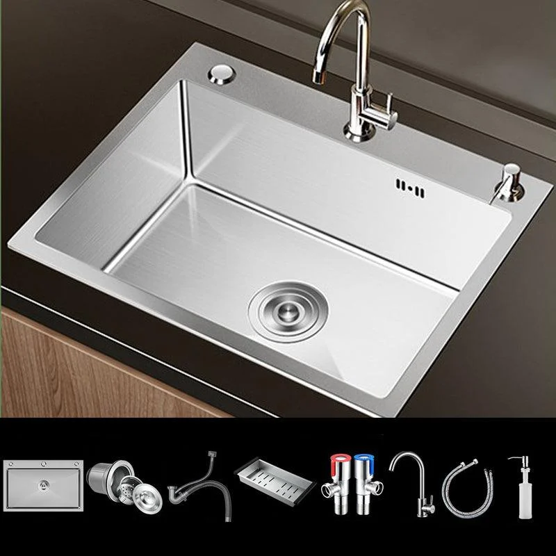 Stainless Steel Drop-In Kitchen Sink Single Bowl Sink with 3 Holes -Bathlova