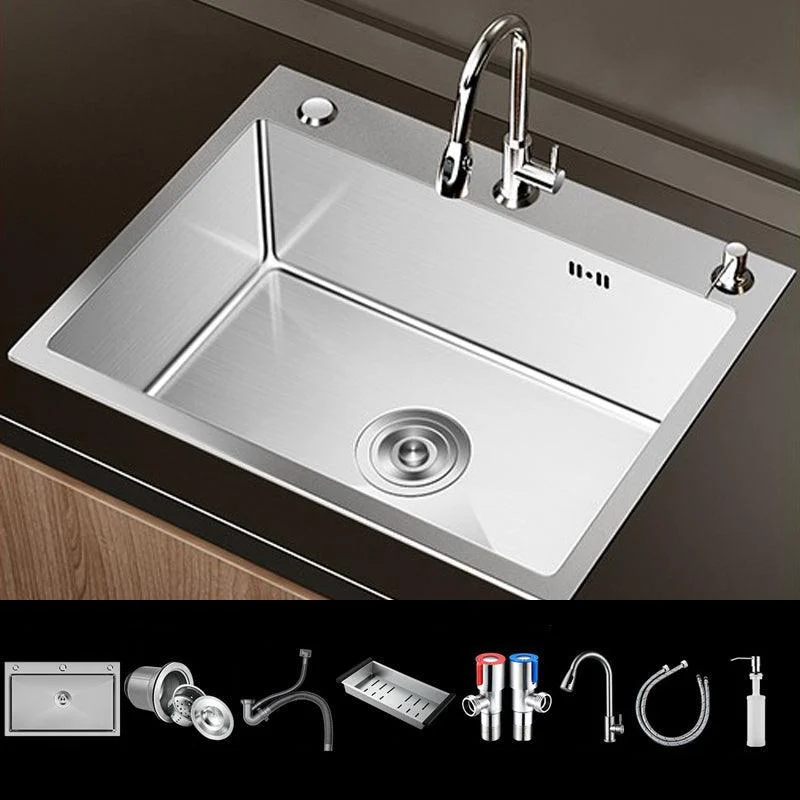 Stainless Steel Drop-In Kitchen Sink Single Bowl Sink with 3 Holes -Bathlova