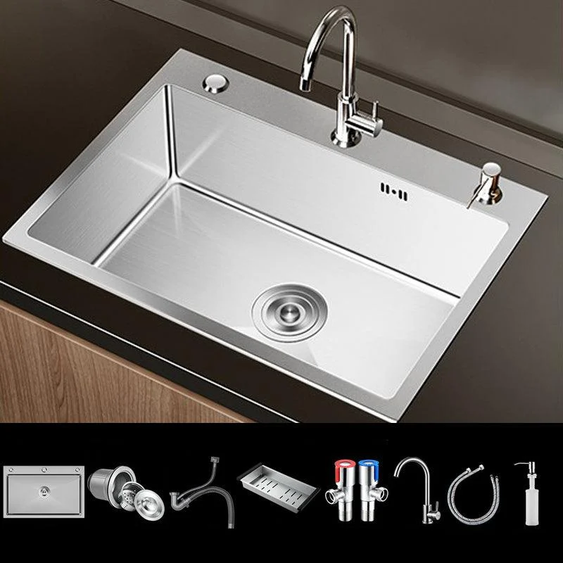 Stainless Steel Drop-In Kitchen Sink Single Bowl Sink with 3 Holes -Bathlova