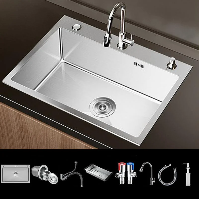 Stainless Steel Drop-In Kitchen Sink Single Bowl Sink with 3 Holes -Bathlova