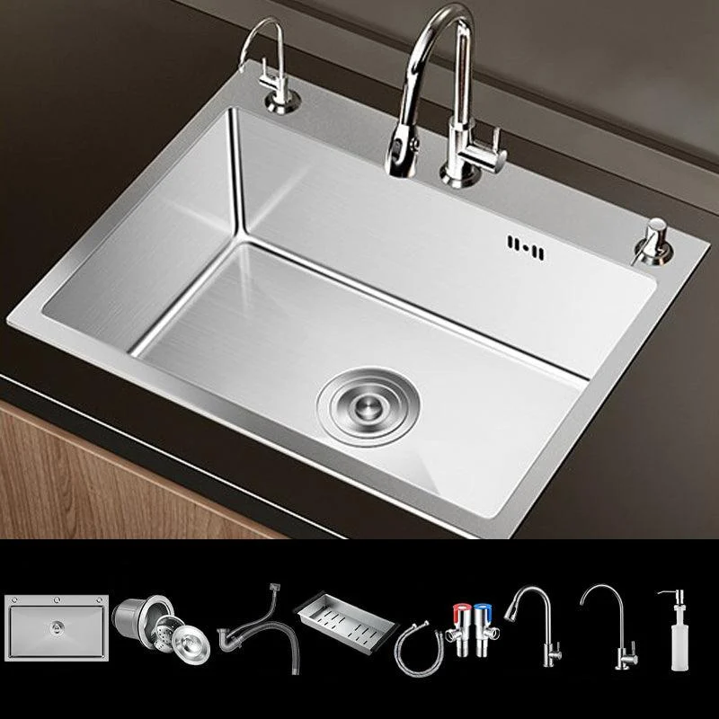 Stainless Steel Drop-In Kitchen Sink Single Bowl Sink with 3 Holes -Bathlova