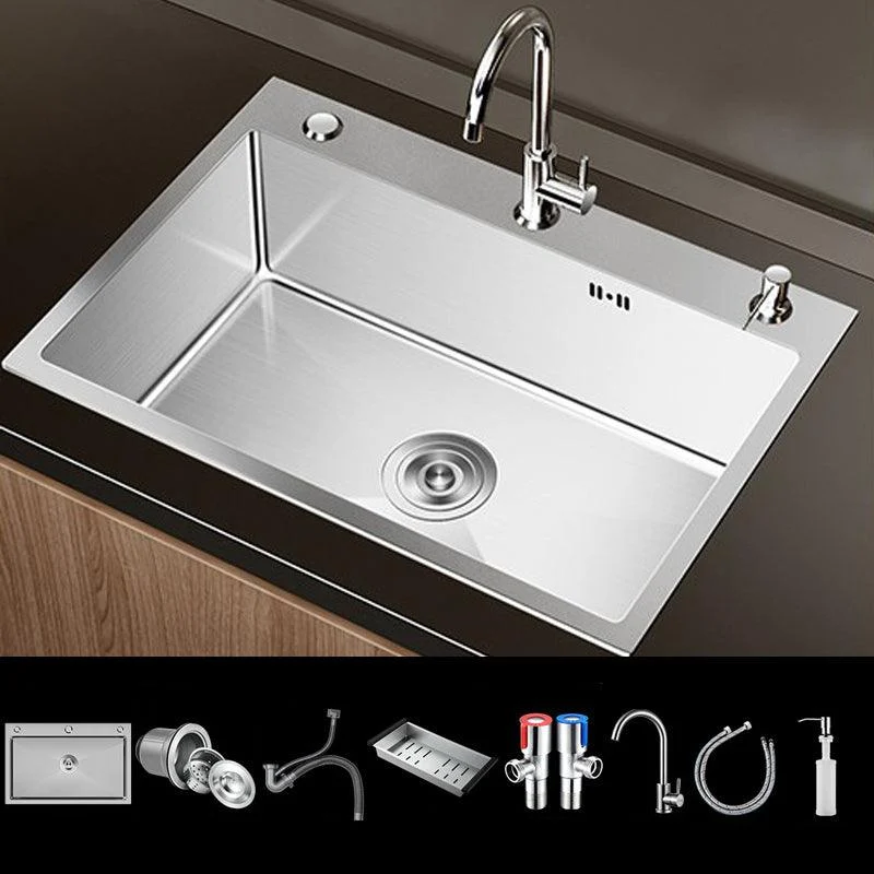 Stainless Steel Drop-In Kitchen Sink Single Bowl Sink with 3 Holes -Bathlova