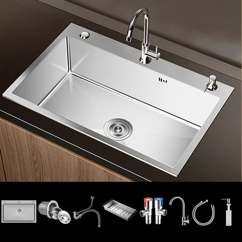 Stainless Steel Drop-In Kitchen Sink Single Bowl Sink with 3 Holes -Bathlova