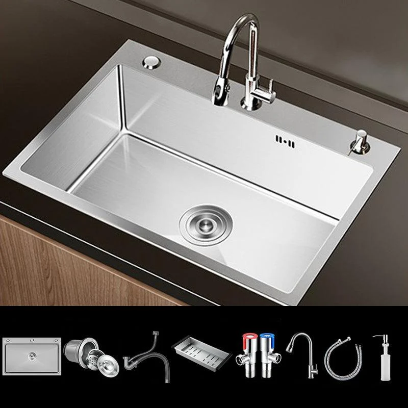 Stainless Steel Drop-In Kitchen Sink Single Bowl Sink with 3 Holes -Bathlova