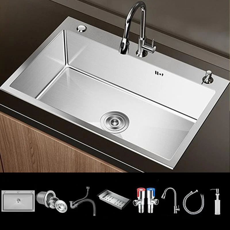 Stainless Steel Drop-In Kitchen Sink Single Bowl Sink with 3 Holes -Bathlova