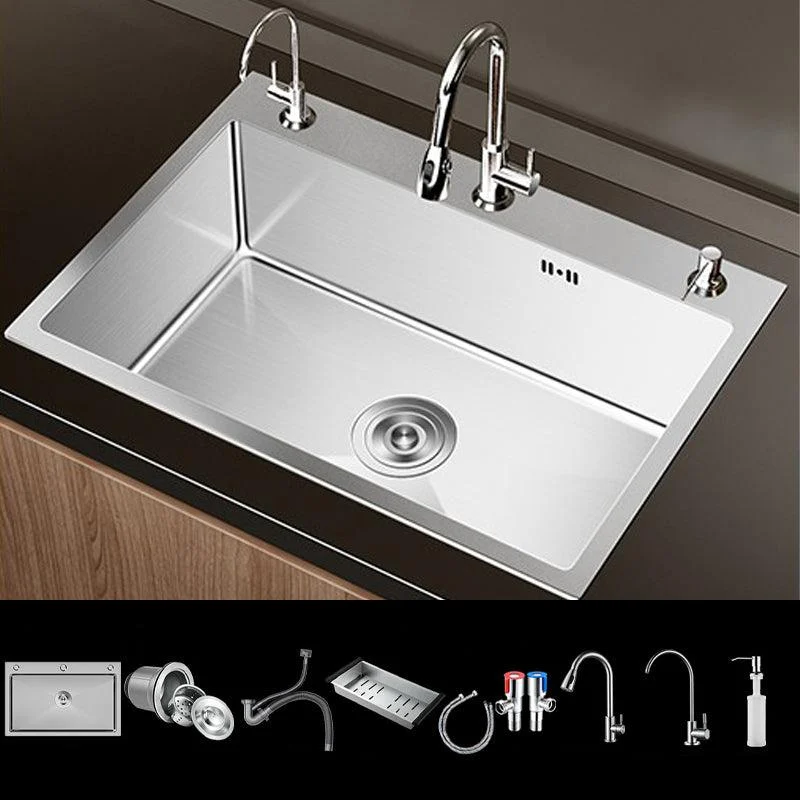 Stainless Steel Drop-In Kitchen Sink Single Bowl Sink with 3 Holes -Bathlova