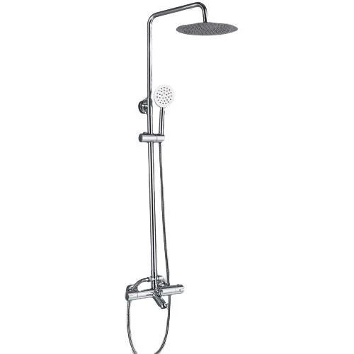 Stainless Steel Dual Handle Chrome Thermostatic Mixer Shower Tap Set In Chrome -Bathlova