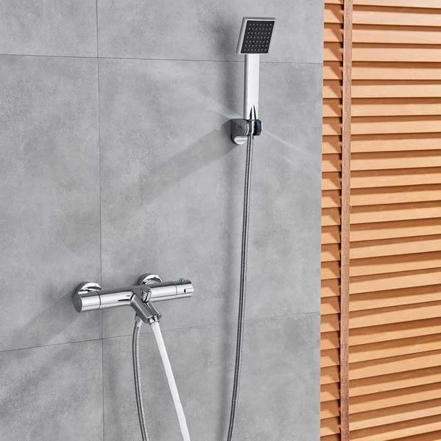 Stainless Steel Dual Handle Chrome Thermostatic Mixer Shower Tap Set In Chrome -Bathlova