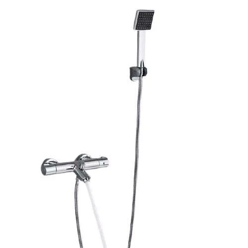 Stainless Steel Dual Handle Chrome Thermostatic Mixer Shower Tap Set In Chrome -Bathlova