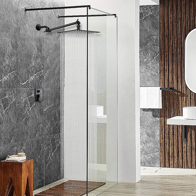 Stainless Steel Fixed Shower Head Rain Fall Wall-Mount Showerhead with Extension Arm -Bathlova