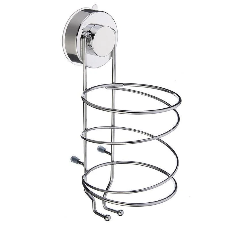 Stainless Steel Hair Dryer Holder With Hooks -Bathlova