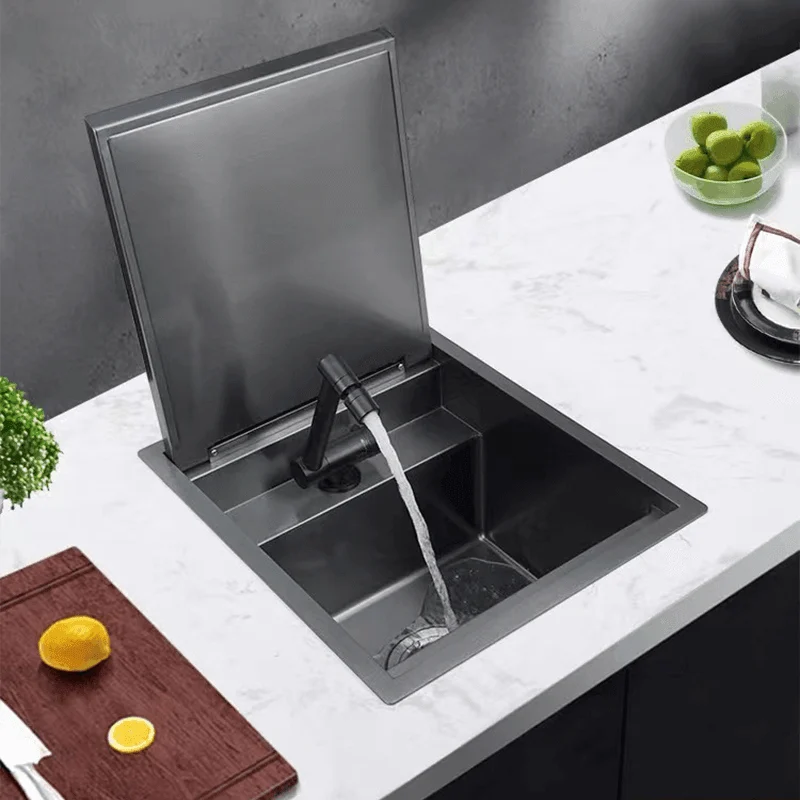 Stainless Steel Hidden Kitchen Sink Single Bowl with Tap -Bathlova