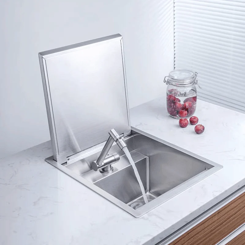 Stainless Steel Hidden Kitchen Sink Single Bowl with Tap -Bathlova