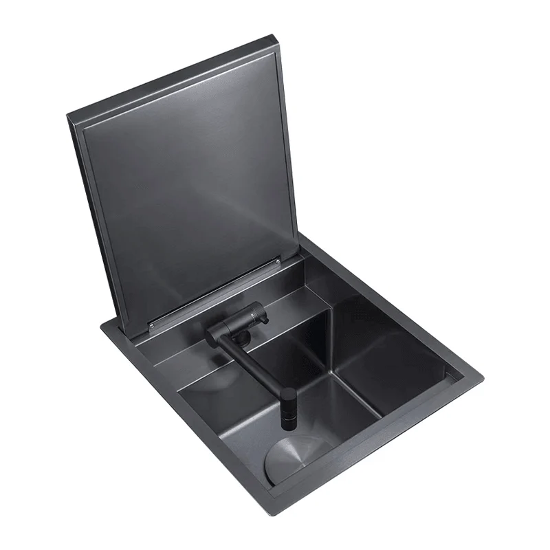 Stainless Steel Hidden Kitchen Sink Single Bowl with Tap -Bathlova