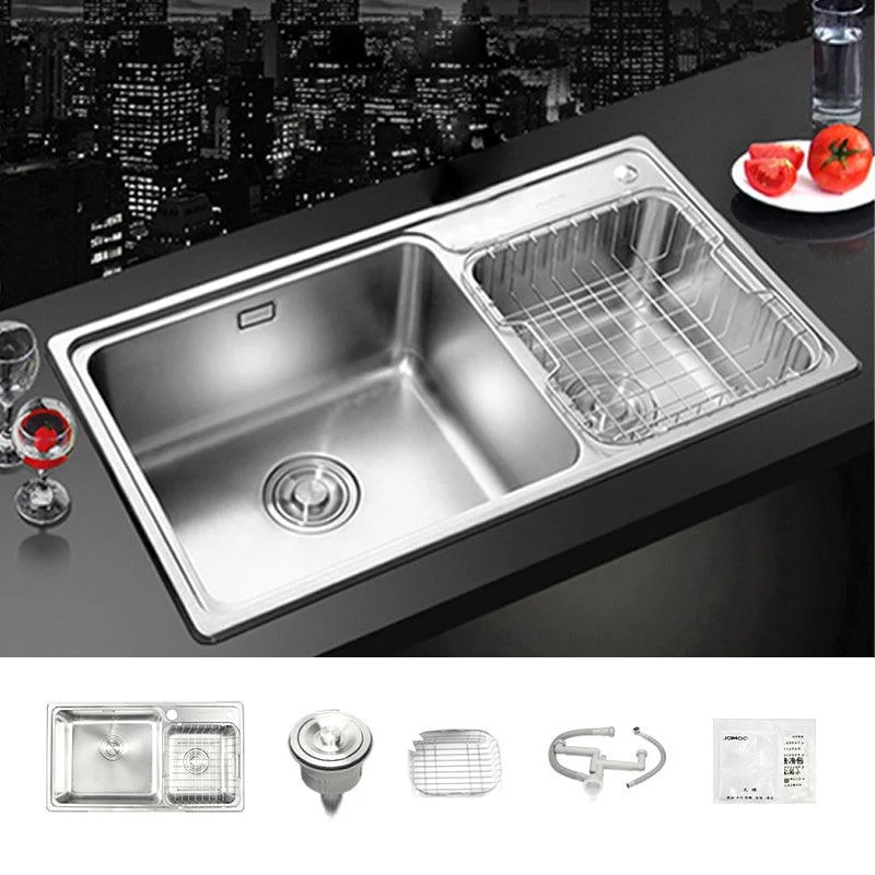 Stainless Steel Kitchen Double Sink Drop-In Kitchen Sink with Drain Assembly -Bathlova