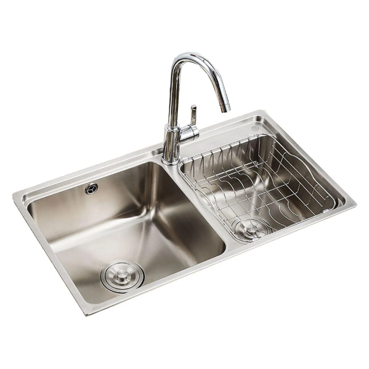 Stainless Steel Kitchen Double Sink Drop-In Kitchen Sink with Drain Assembly -Bathlova