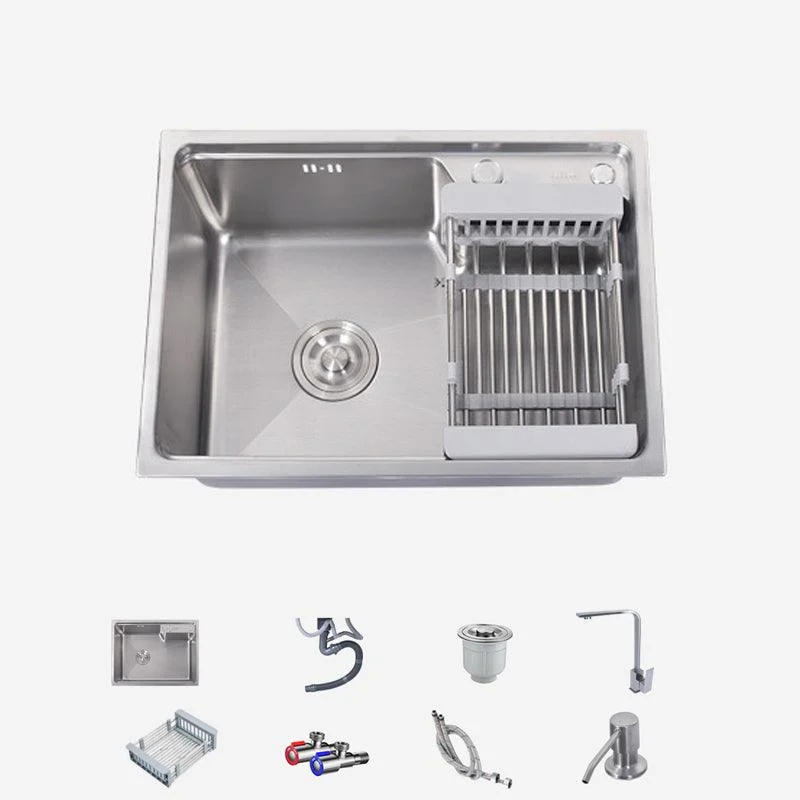 Stainless Steel Kitchen Sink 1 Holes Drop-In Noise-cancelling Design Kitchen Sink -Bathlova