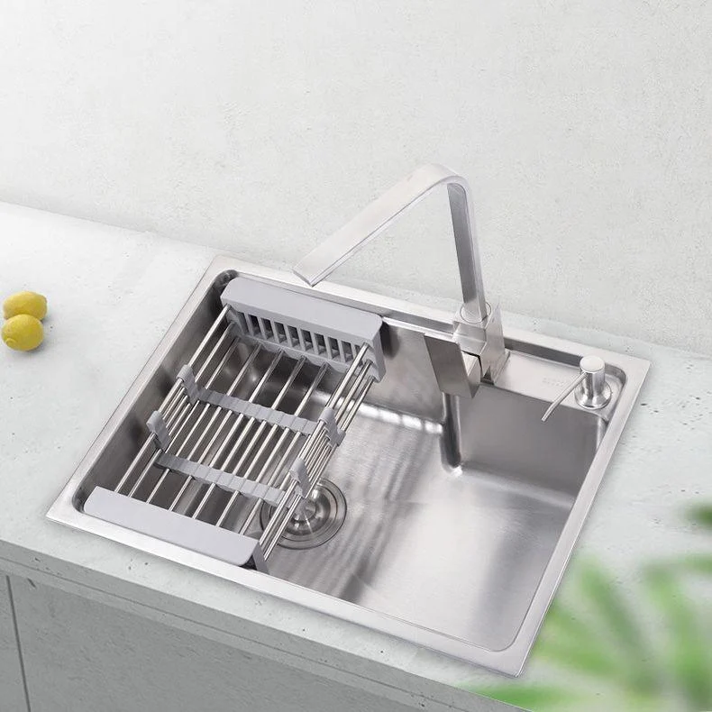 Stainless Steel Kitchen Sink 1 Holes Drop-In Noise-cancelling Design Kitchen Sink -Bathlova