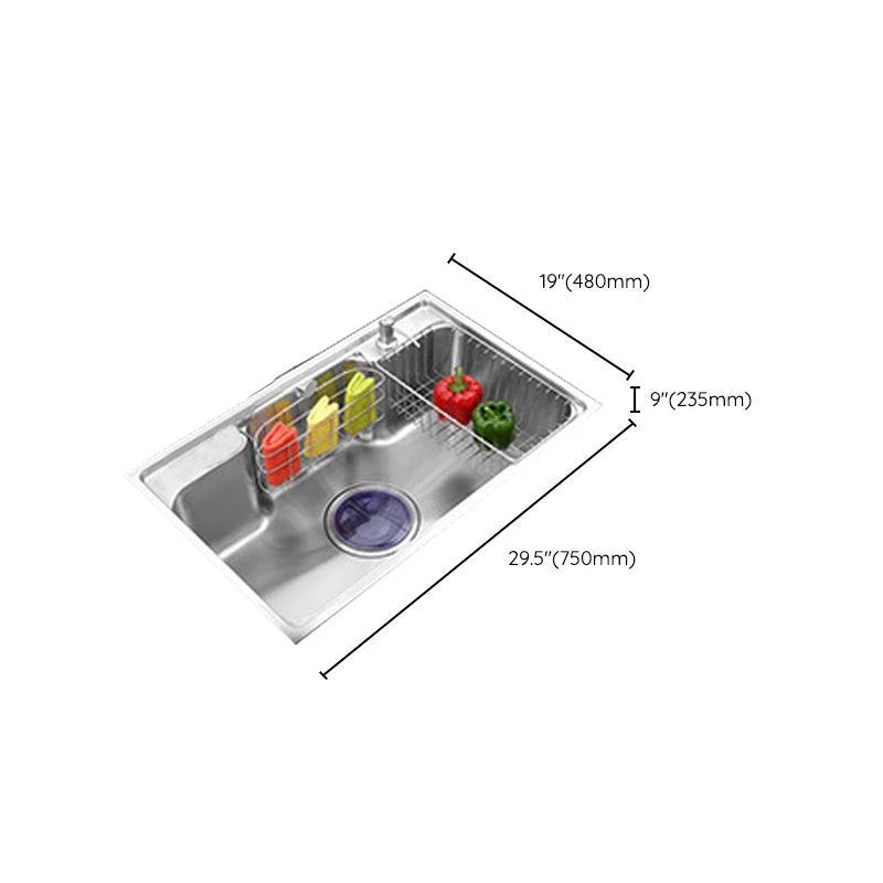 Stainless Steel Kitchen Sink 2 Holes Overflow Hole Design Drop-In Kitchen Sink -Bathlova