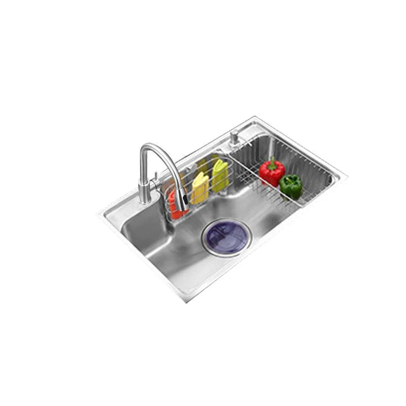 Stainless Steel Kitchen Sink 2 Holes Overflow Hole Design Drop-In Kitchen Sink -Bathlova