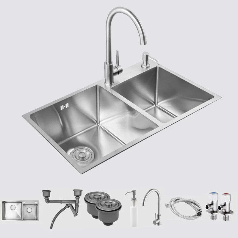 Stainless Steel Kitchen Sink Contemporary Double Bowl Kitchen Sink -Bathlova