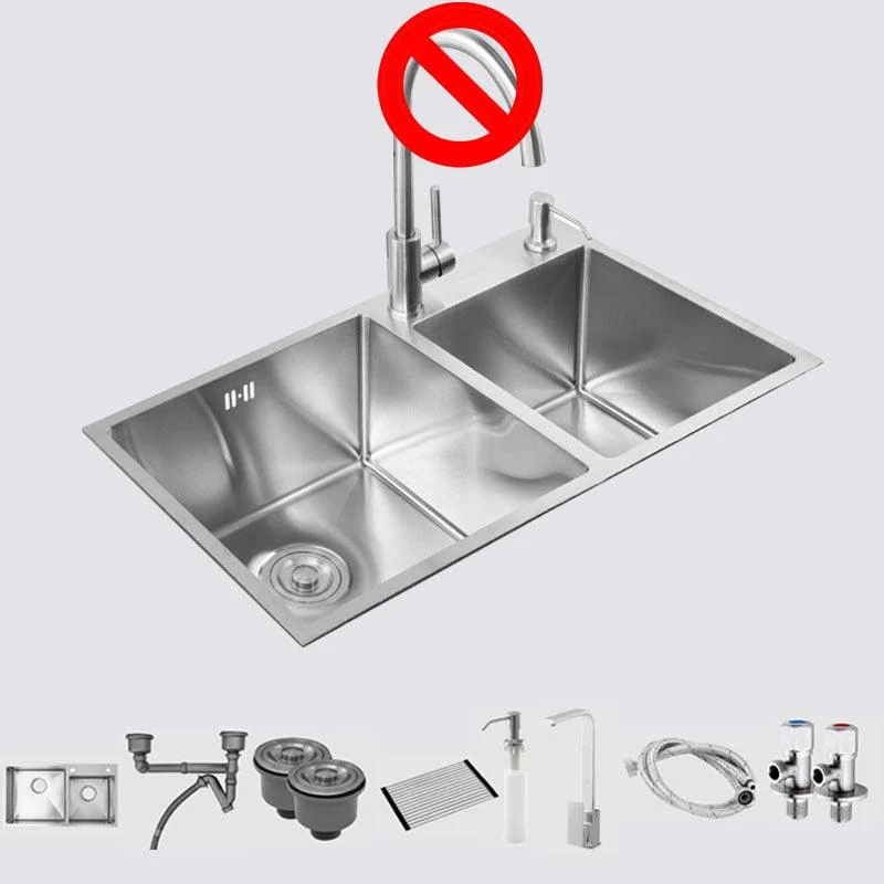 Stainless Steel Kitchen Sink Contemporary Double Bowl Kitchen Sink -Bathlova