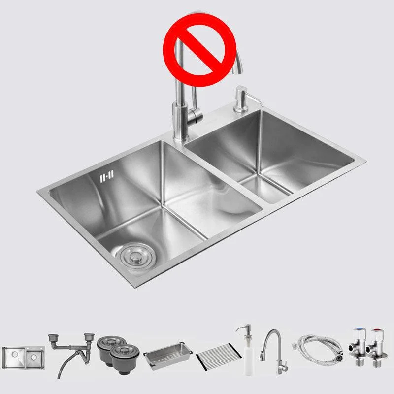 Stainless Steel Kitchen Sink Contemporary Double Bowl Kitchen Sink -Bathlova