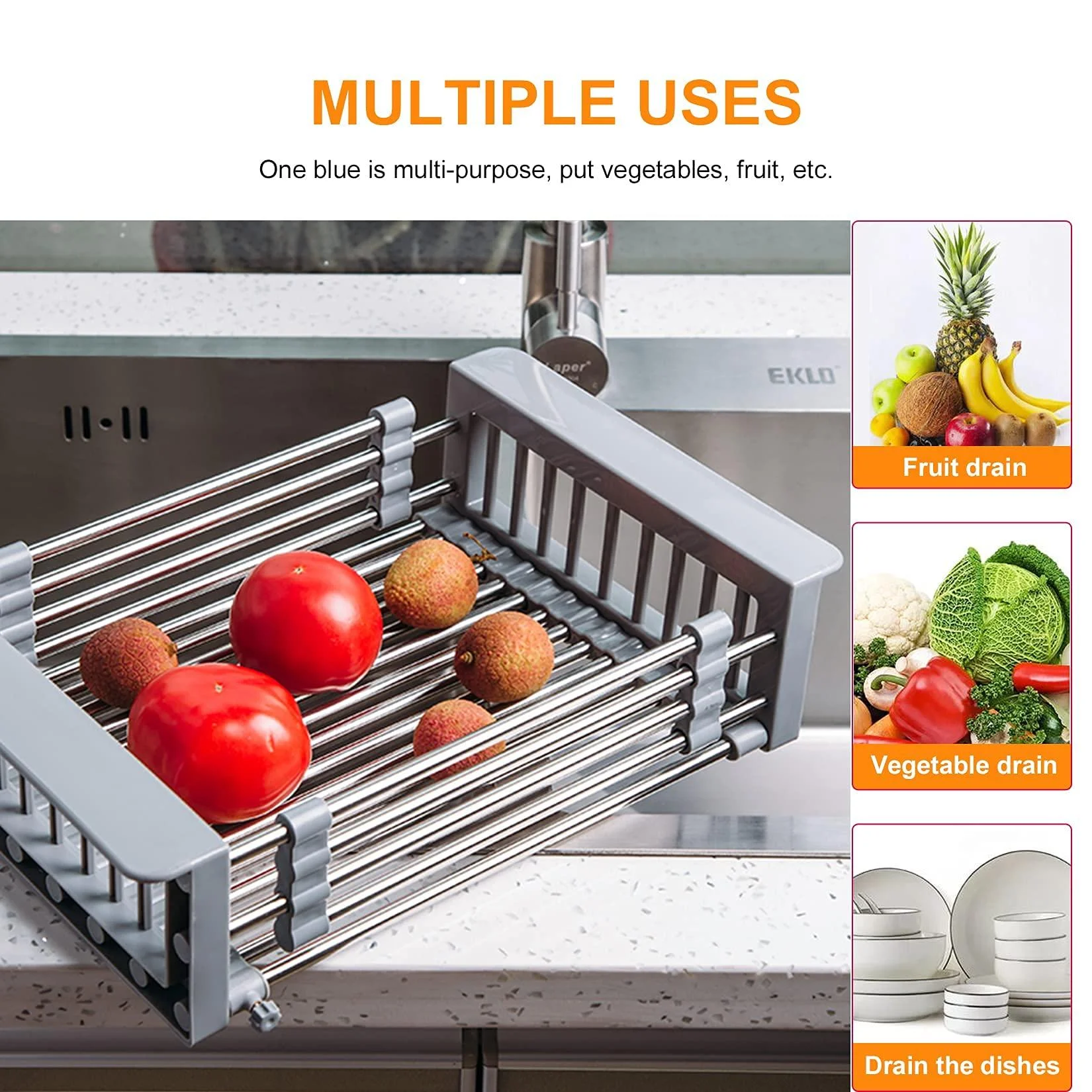 Stainless Steel Kitchen Sink Dish Drying Rack -Bathlova