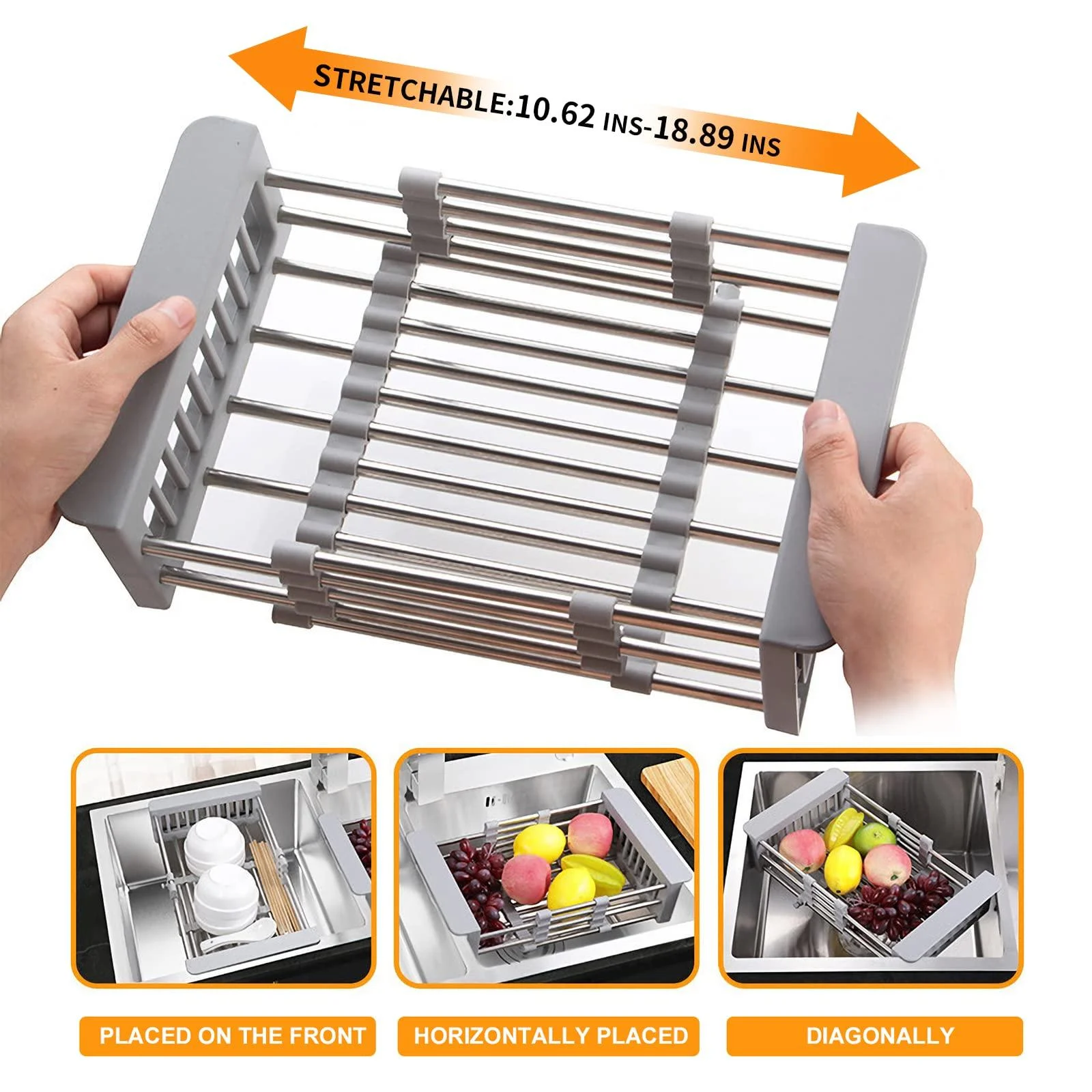 Stainless Steel Kitchen Sink Dish Drying Rack -Bathlova