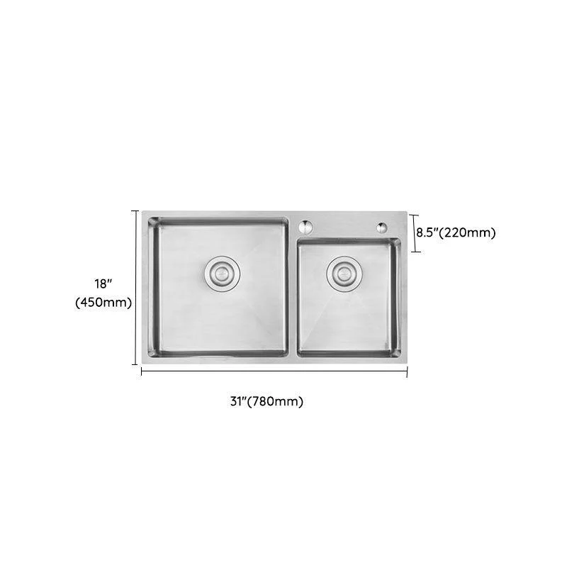 Stainless Steel Kitchen Sink Double Bowl Kitchen Sink with Drain Assembly -Bathlova