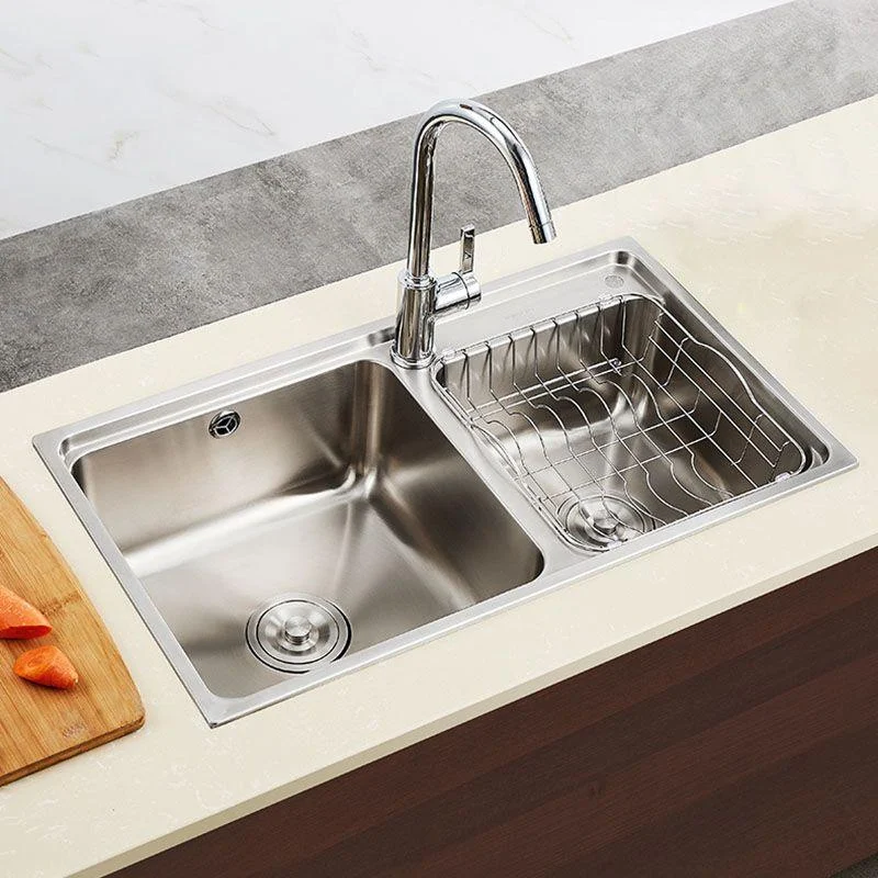 Stainless Steel Kitchen Sink Double Bowl Kitchen Sink with Drain Assembly -Bathlova