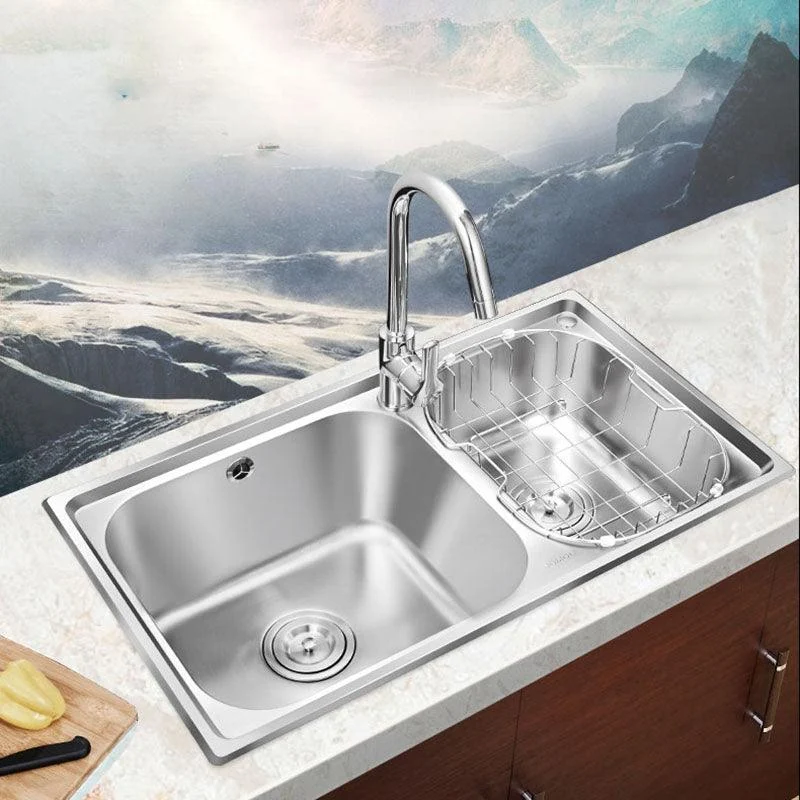 Stainless Steel Kitchen Sink Double Bowl Kitchen Sink with Drain Assembly -Bathlova