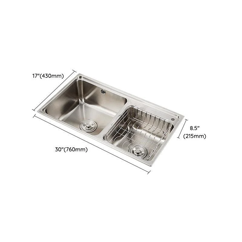 Stainless Steel Kitchen Sink Double Bowl Kitchen Sink with Drain Assembly -Bathlova