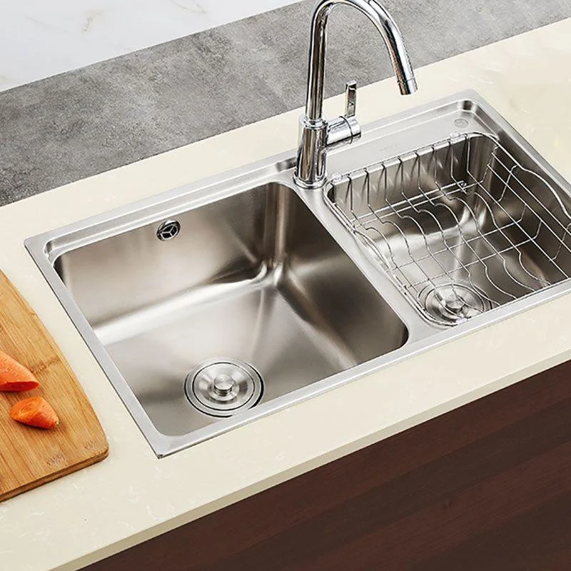 Stainless Steel Kitchen Sink Double Bowl Kitchen Sink with Drain Assembly -Bathlova