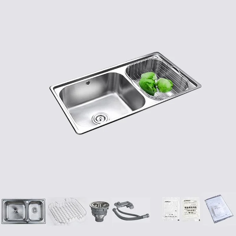 Stainless Steel Kitchen Sink Double Bowl Kitchen Sink with Drain Assembly -Bathlova